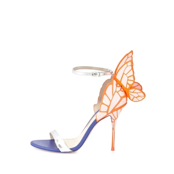 

Women's Leather Sophia Webster Sandals, Butterfly Open Toe with a single string heel, size: 34-42, Orange white