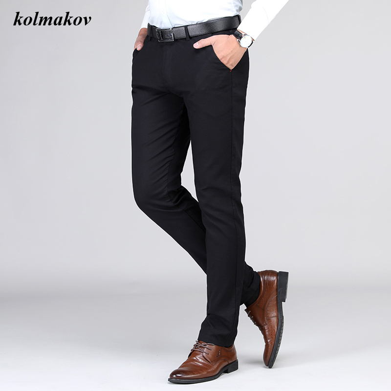

New Arrival Style Men Boutique Business Casual Pants High Quality Straight Solid Men's Fashion Leisure Trousers Size 28-36, Black