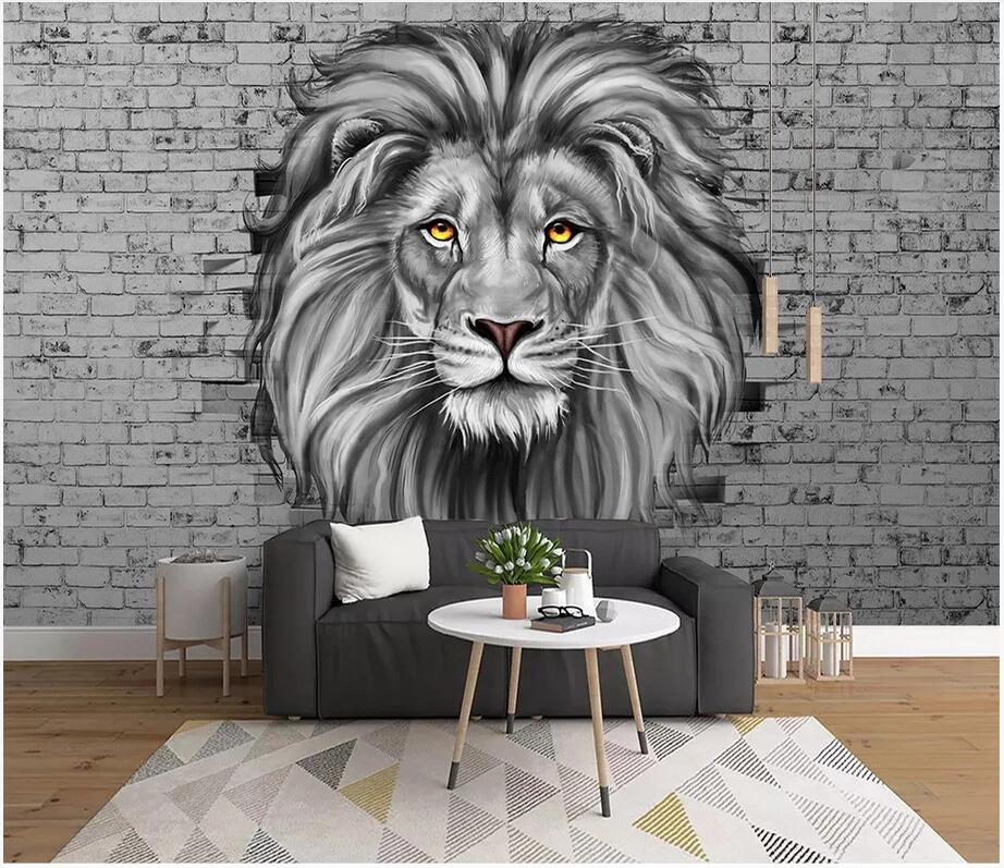 

3d wallpaper custom photo mural Lion 3d modern Nordic background wall decoration painting homedecor 3d wall murals wallpaper for living room, Non-woven wallpaper