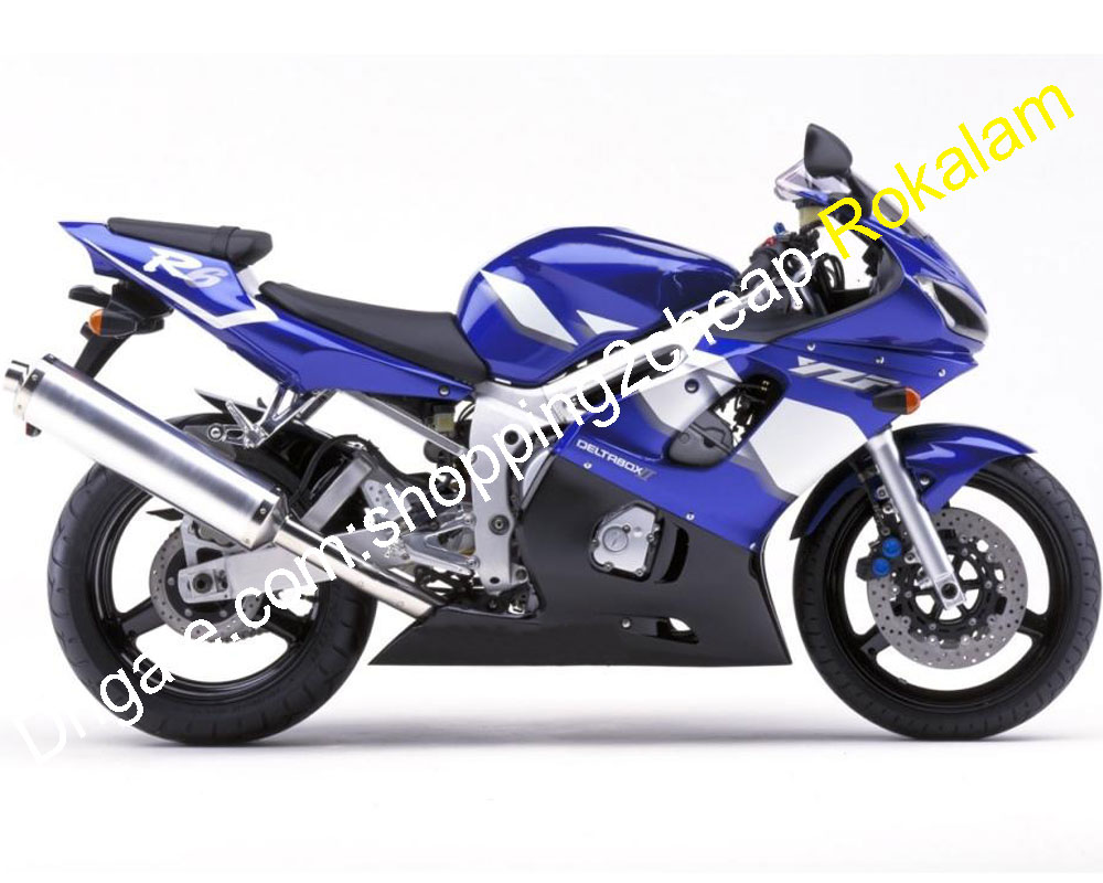 Carénage R6 pour Yamaha YZF YZF600 YZF-R6 1998 1999 2000 2001 2002 partie de carrosserie ABS moto noir bleu (moulage par injection)