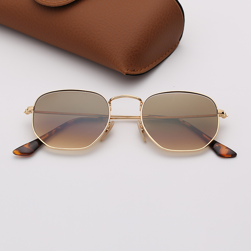 

Brand Sun Glasses Fashion Hexagonal Sunglasses Mens Designer Gold Metal Frame Gradient Glasses Lenses Sun Glasses Women Eyeware with Box