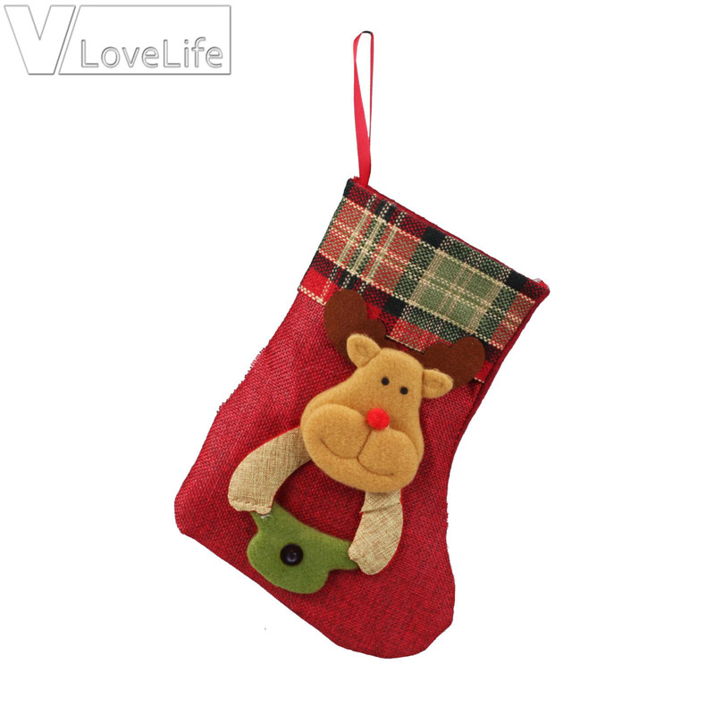 

3pcs Christmas Stocking Santa Claus Christmas Stocking Sock Xmas Tree Ornaments Burlap Gift Holder New Year Gifts