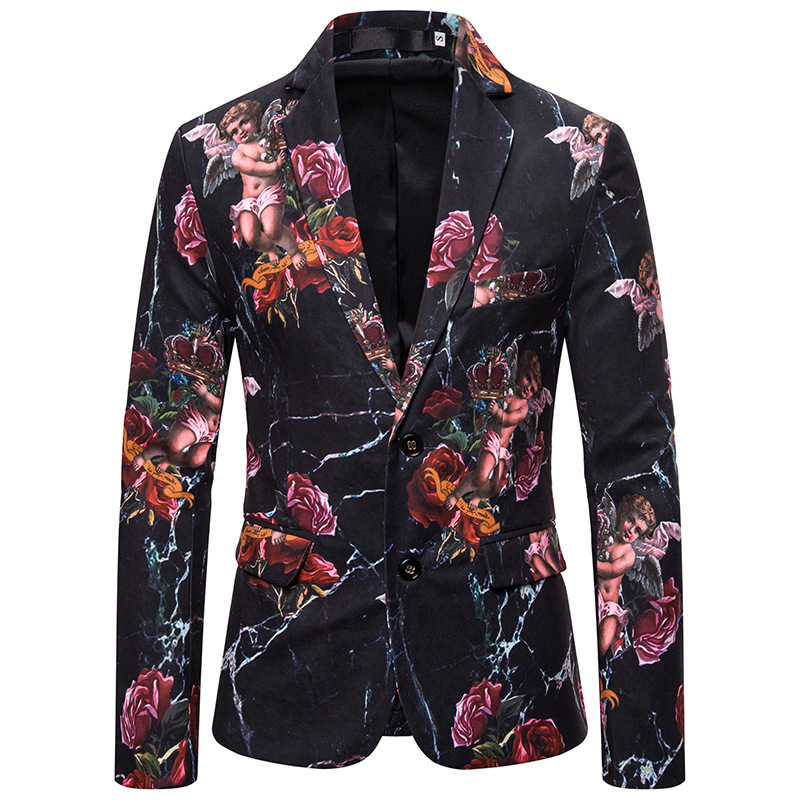

2020 new autumn and winter new character printing foreign trade men' blazer 3D digital printing blazer, As pic