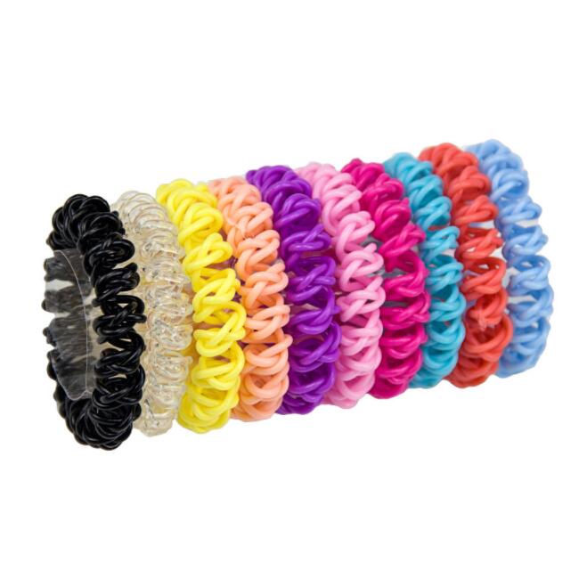 

Girls Colorful Rainbow Spiral Hair Ties Rope Telephone Wire Plastic No Crease Coil Thickened 10 Colors Free Shipping