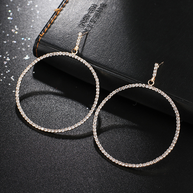 

Rhinestone Will Circle Earrings Ear Circle Fully-jewelled Concise Atmosphere Earring