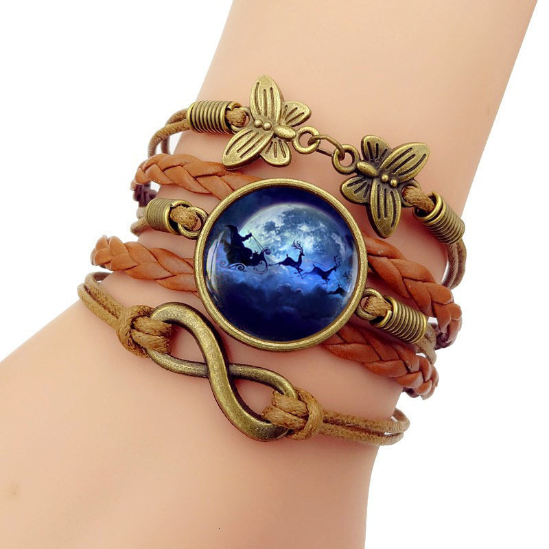 

Santa Claus Time Weave Bracelet Blue Moon Time Cartoon Multi-storey Glass Hand Decorate