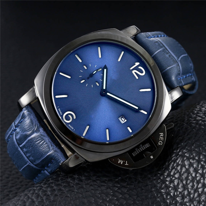 

2021 Top Brand Three stitches series Luxury fashion mens watches Casual small needle run second Quartz Wristwatch leather Strap