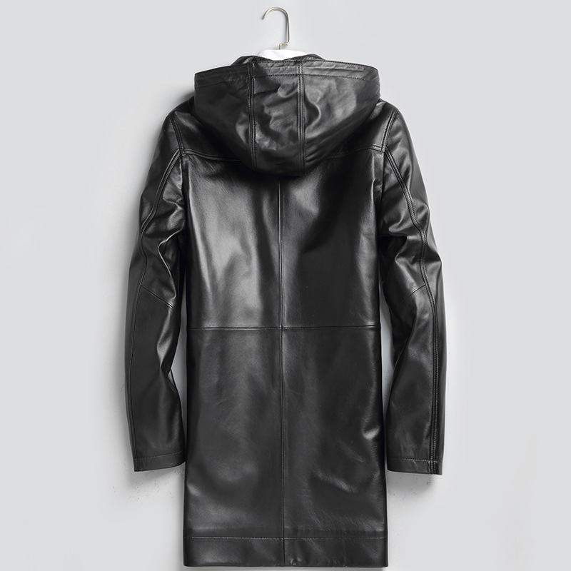 

Real Sheepskin Jacket Genuine Men Spring Autumn Windbreaker Leather Coats Veste Cuir Homme 7284 YY482, Black