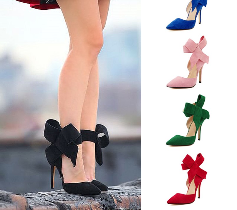 Nouvelle marque Fashion de printemps d'été sexy gros arc pointu pointu talons hauts 11cm chaussures sandales femme dames middies fête pompes chau