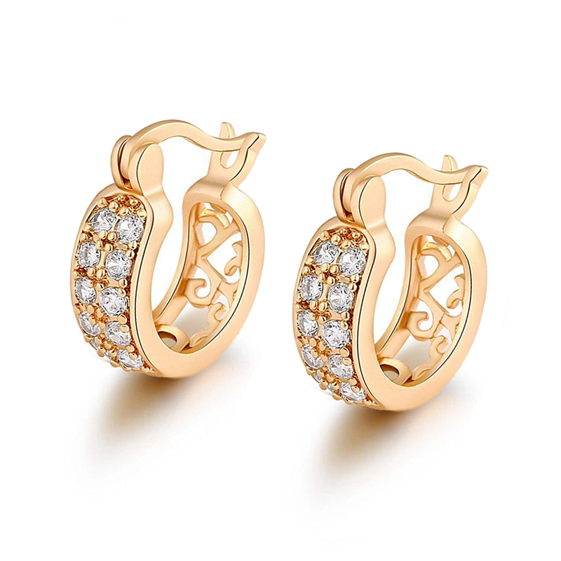 

MGFam (642E) Hot CZ Hoop Earrings For Women Fashion Jewelry 18k Gold Plated Clear ZIrcon, Golden;silver