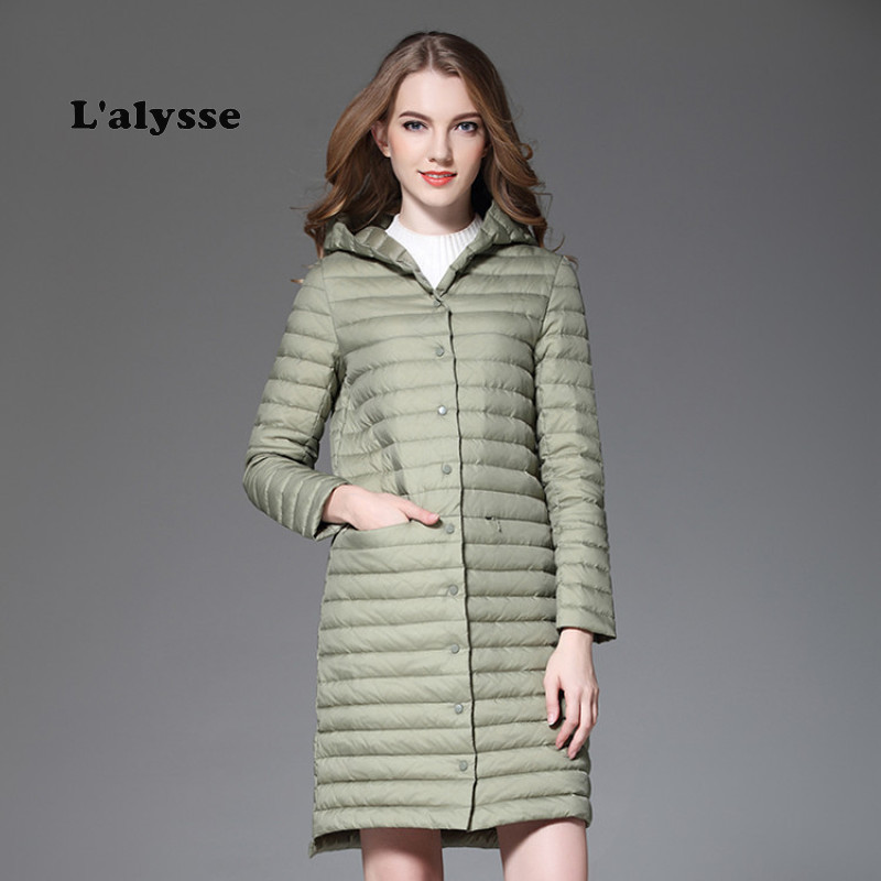 

Lalysse 2019 new 90% White Duck Down Jacket Women Thick Long Winter Coat Women Hooded Korean Female Puffer Jacket Doudoune Femme, Black