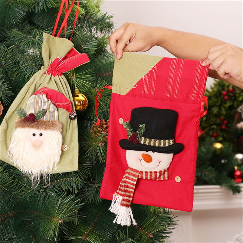 

Christmas Santa Sacks Santa Claus Christmas Gift Bags natal Candy Gift Organizer tree decorations navidad Holders