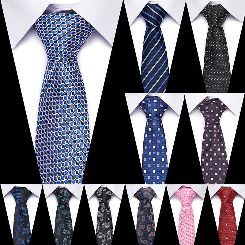 

New Flomal Mens Tie 100% Silk 7.5 cm Jacquard Woven Necktie Lattice Ties Business Wedding Party