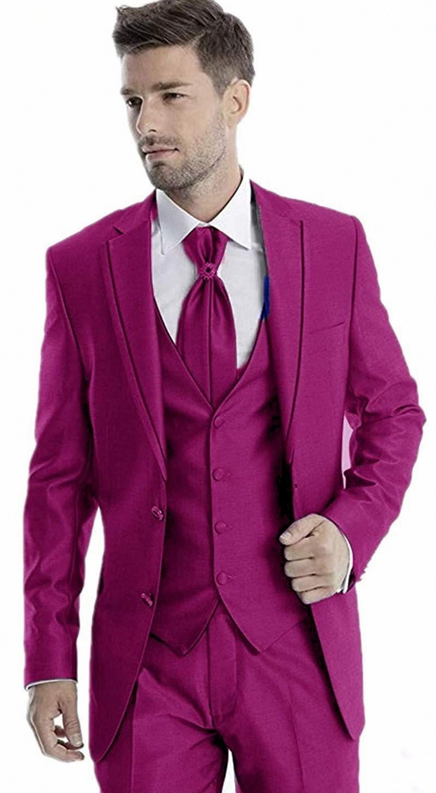 

Excellent Groom Tuxedos Notch Lapel Slim Fit Groomsman Wedding Tuxedos Fashion Men Prom Jacket Blazer 3 Piece Suit(Jacket+Pants+Tie+Vest)170, Same as image
