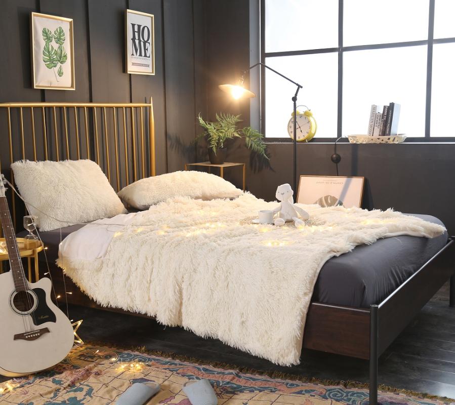 

2020 Hot Sale Super soft crystal fleece Blanket Solid Color Nordic Decorative Blanket Long Plush Ultra Warm white 4 Size