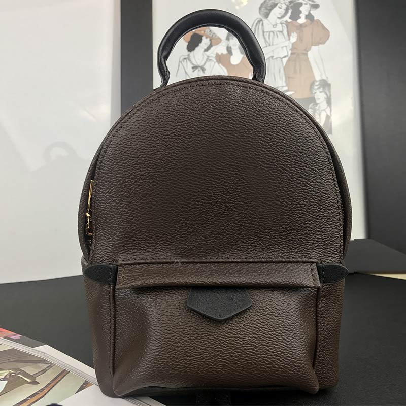 

High quality designer backpack flower printing Brand bags genuine leather women handbags kids children backpacks school bag 41560 41561, Brown