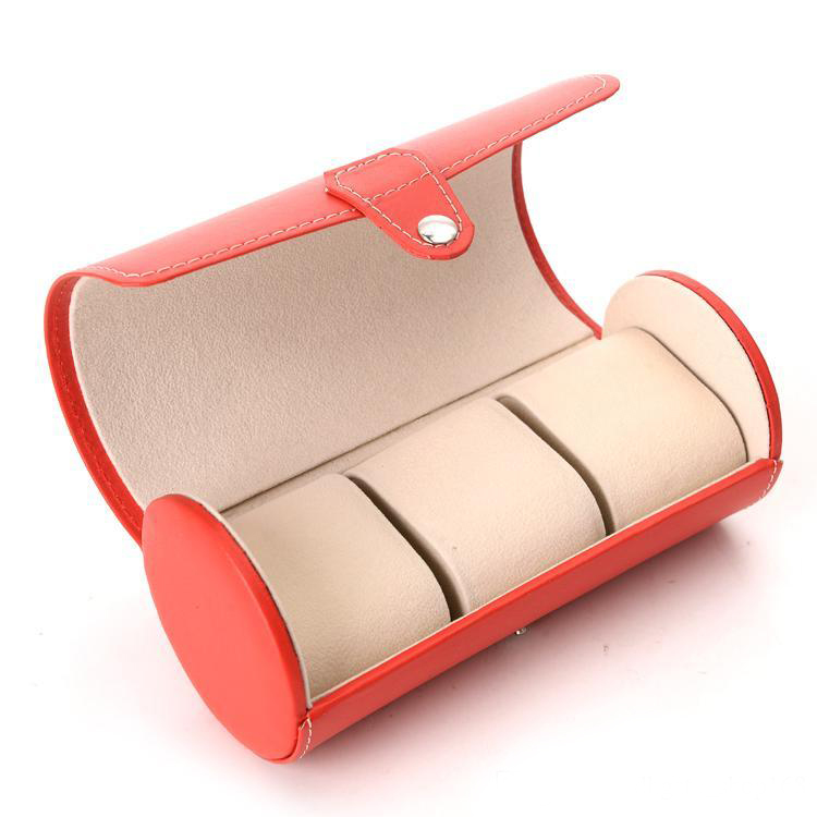 

New PU cortex 3 position Round watch box hand chain box jewelry counter display boxs