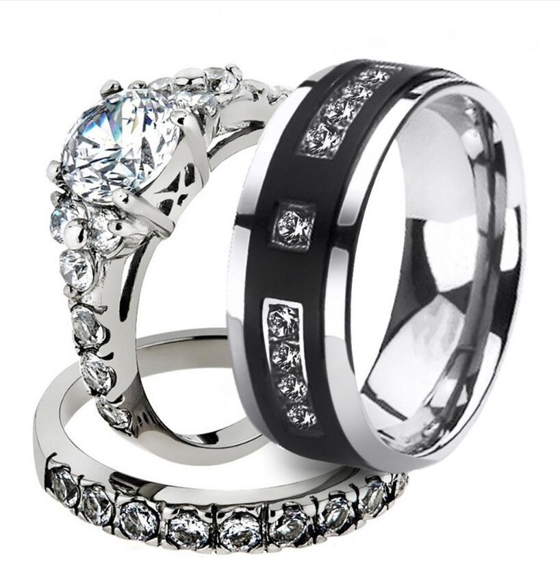 

desiger jewelry zircon couple rings black zircon band rings for couple to wedding hot fashion free of shipping