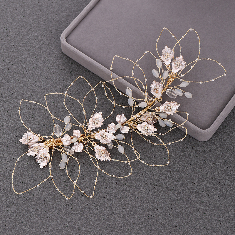 

Rose Gold Tiara Headband Clips Bridal Hair Accessories Rhinestone Leaf Bridal Tiara Wedding Headband Metal Wedding Hair Jewelry CX200704