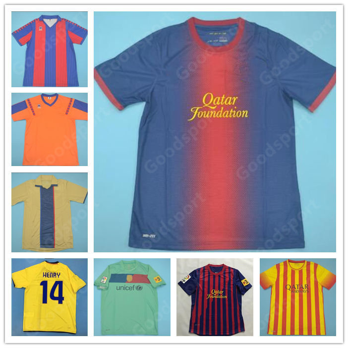 

RETRO 9192 99 02 101112131415 Messi soccer jerseys RONALDINHO HENRY A INIESTA RONALDO KLUIVERT STOICHKOV KOEMAN XAVI PIQUE football shirts, 1213
