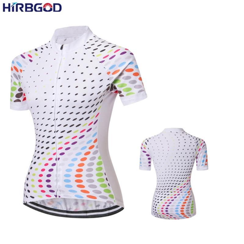 

HIRBGOD Summer jersey Cycling Women 2019 Female colorful dot breathable Bike Clothing Plus Size Bicycle Wear, STYZ039-01