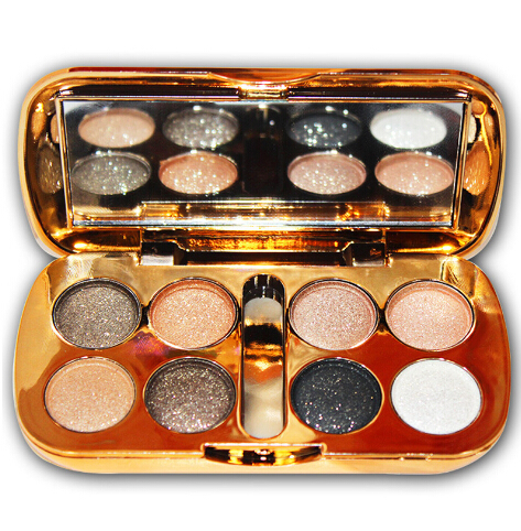 

High Qual Glitter Eyeshadow With Brush Face Makeup Cosmetics Shiny Eye Shadow Palette 8 Colors Eyeshadow For Makeup