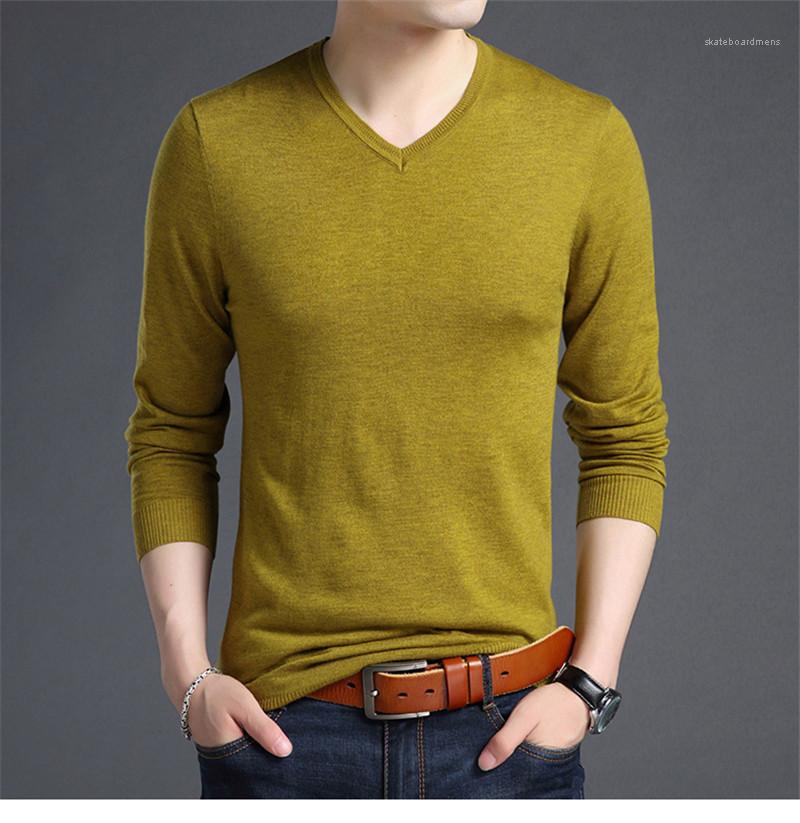 Casual hommes Solide Couleur Vêtements Hommes DESIGNER Hommes Pulls Fashion Slim Pull lambrissé col en V