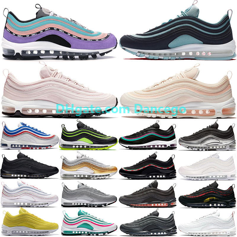 

Dark Obsidian Guava-ice 3M reflective 97OG Bullet Womens running shoes men mens game royal metallic neon seoul Rainbow air sneakers trainers, South beach