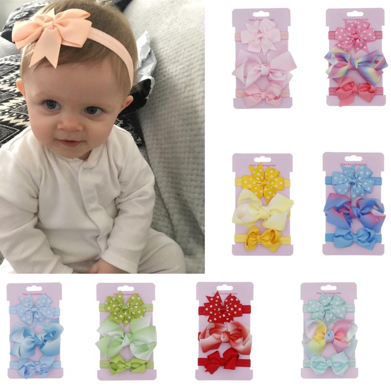 

Baby Turban Girl 3-piece Bow Headband Newborn Gift Headdress Hair Clothes Accessories