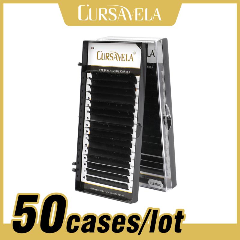

CURSAVELA Matte Flat Ellipse Eyelashes with 16 lines Split Tips Magnetic extension Lashes salon Glossy color Falsche Wimpern