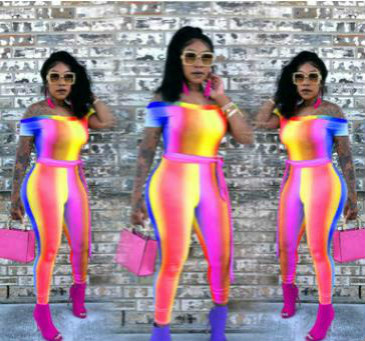 

Women Colors Patchwork Suits Summer One Piece Playsuits Jogger Suits Jumpsuits Female Clothing