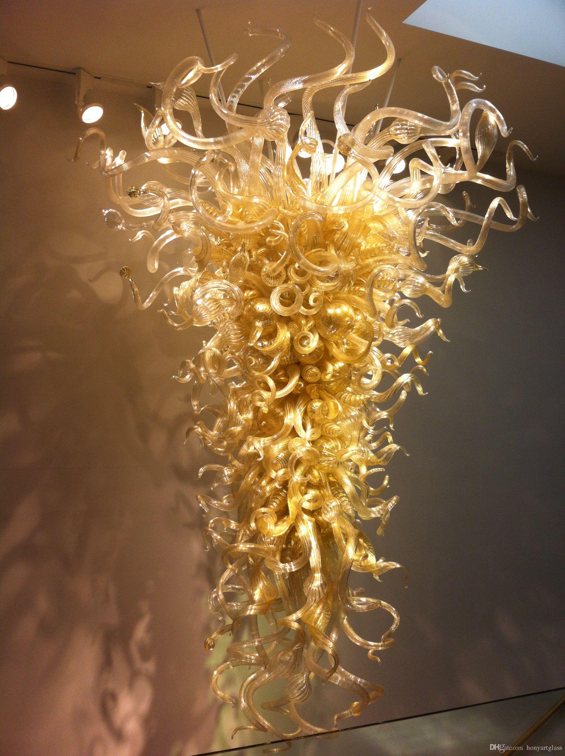 Beige Colours Hand Blown Glass Chandeliers Customized Size 110-240V LED Light Italy Styles Murano Glass Art Decor-image-524879141
