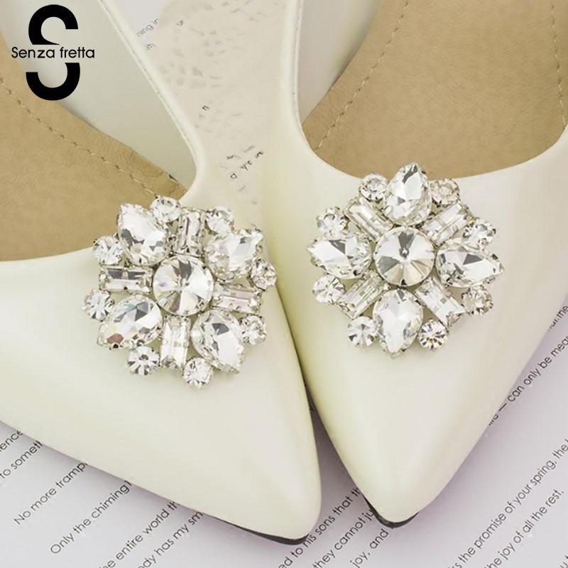 2PCS Stylish Removable Elegant Rhinestone Crystal Shoe Clips Shoes Decoration Charms Shoe Buckle Dress Hat Shoes Clips for Wedding,Party