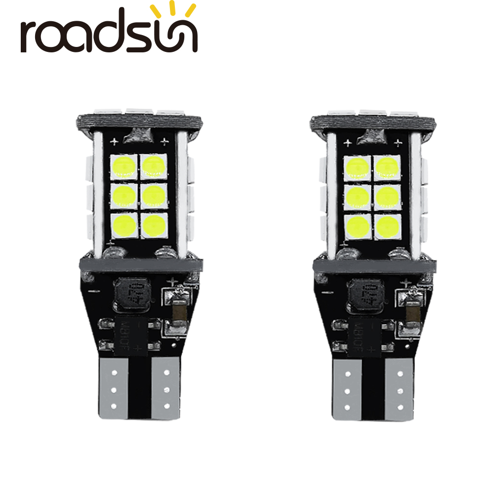 

roadsun 2PCS Auto Led T15 W16W 921 912 Car Signal Brake Lamp Backup Reserve Lights Bulb Tail Lamp White Car Styling Accessories, As pic