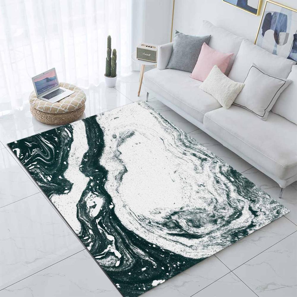 

Else White Black Waves Marble Design 3d Print Non Slip Microfiber Living Room Modern Carpet Washable Area Rug Mat, As pic