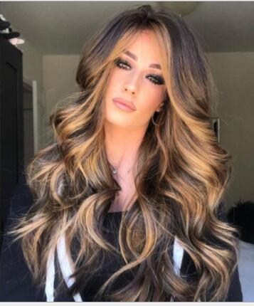 

New style foreign trade fashion hair dyeing wig split long curly hair big wave long head set direct sale