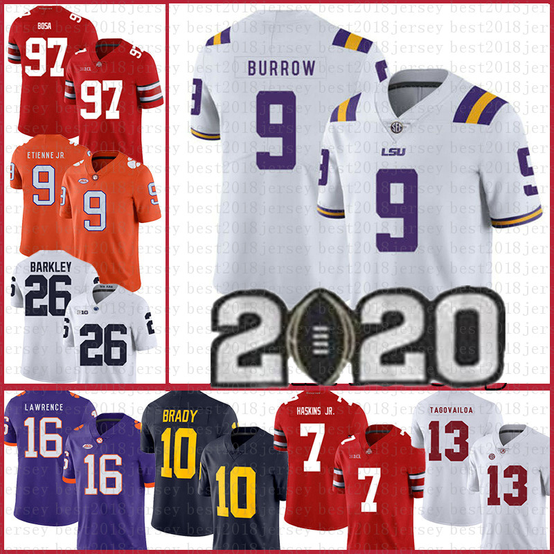 

LSU Tigers Jersey Burrow Clemson Joe 16 Trevor Lawrence 9 Travis Etienne Jr. NCAA American football Jerseys tom Brady Men's white, Ncaa (laohu)