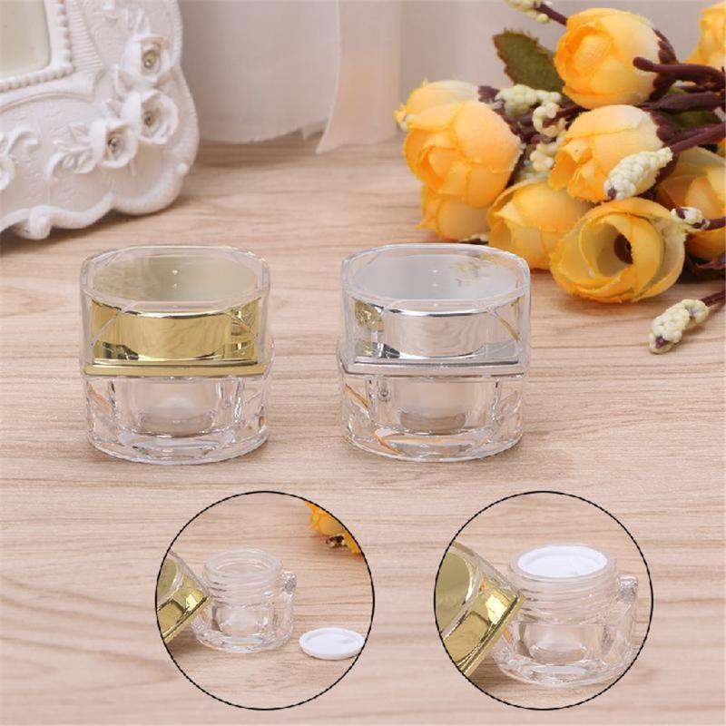 

10G/5G Plastic Empty Cosmetic Jar Pots Face Cream Lip Eyeshadow Makeup Container Refillable Bottles Gold/Silver Fashion