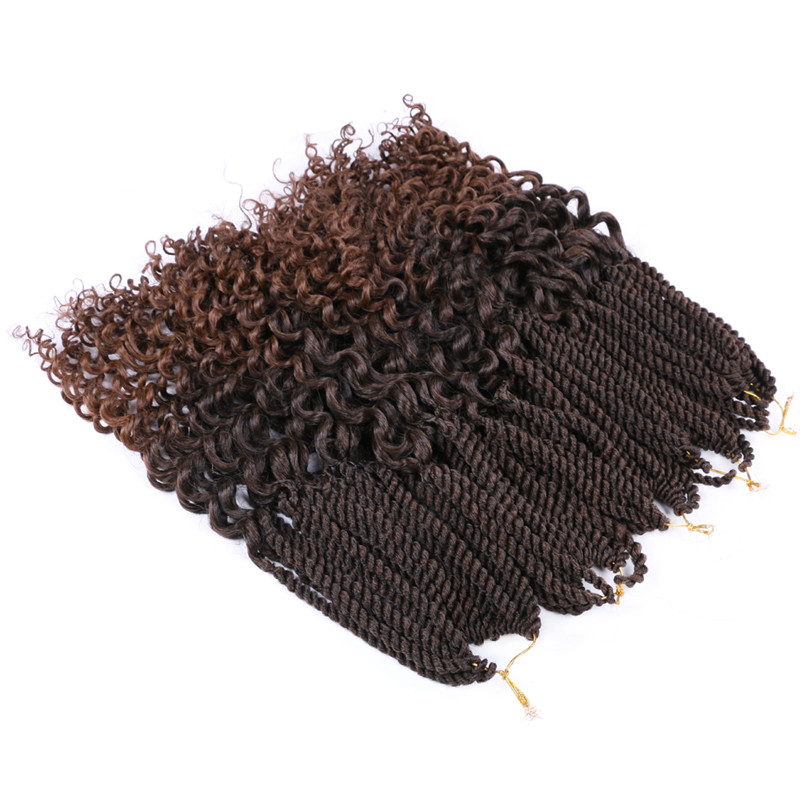 

18" Goddess Senegalese Twist Crochet Hair Wavy Ends 22 Strands Synthetic Hair Extensions 110g/pc Ombre black Brown Bulk, T30#