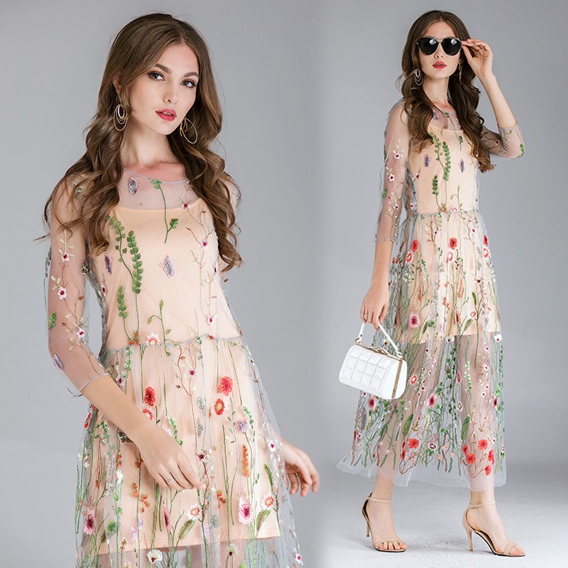 

Beach Embroidered Dress, Picture color