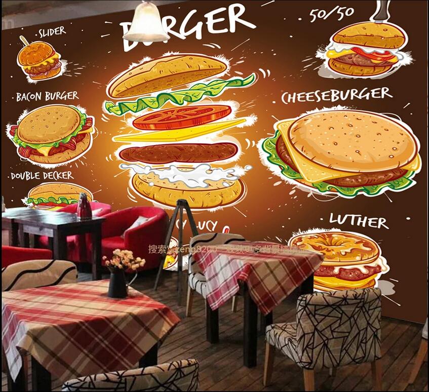 

custom photo 3d wallpaper Western restaurant Super Burger King tooling living room home decor 3d wall murals wallpaper for walls 3 d, Non-woven