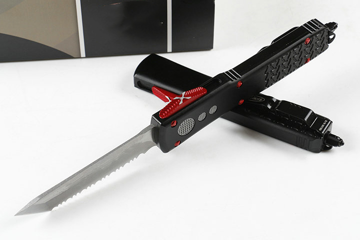 

Special Offer A7 Auto Tactical Knife D2 Stone Wash Tanto Serrated Blade T6061 Handle Outdoor EDC Survival Rescus Knives