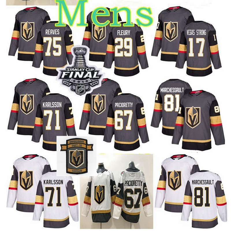 Stanley Coupe Final Vegas Golden Knights Jersey 29 Marc-Andre Fleury 67 Max Pacioretty 75 Ryan Reaves 61 Mark Stone Ice Hockey Jerseys