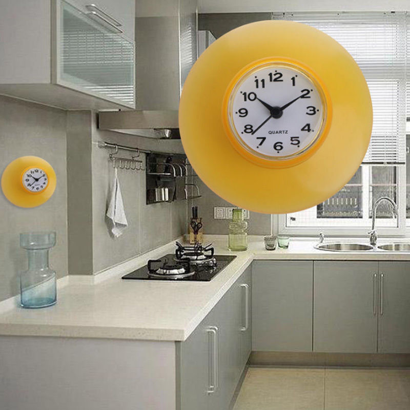 

Waterproof Kitchen Bathroom Bath Shower Clock Suction Cup Sucker Wall Decoration