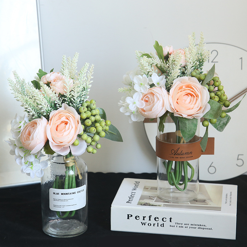 

Artificial Lavender Flower Peony fake flowers Bridal Bouquet Wedding INS style holding flowers Hydrangea flower Home Decor, Green