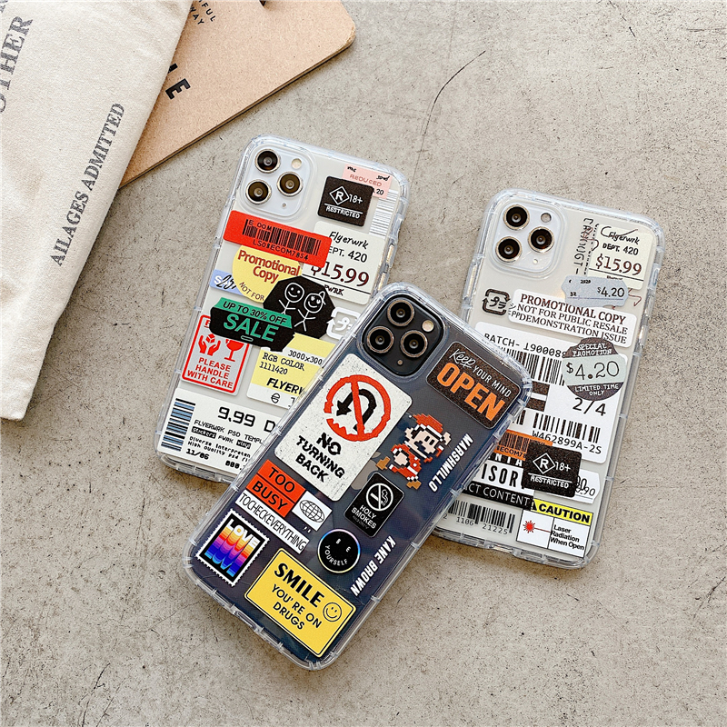 

Fashion Retro Tag Shockproof TPU Case for Iphone 7 8 X 11