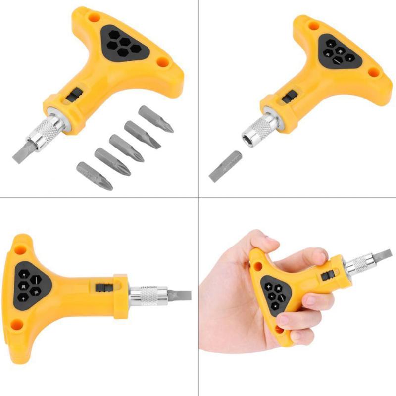 

7pcs Hardware Anti Slip Ratchet Tool Multifunction Screwdriver Set Professional Home Manual Kit Repair Removable T Handle