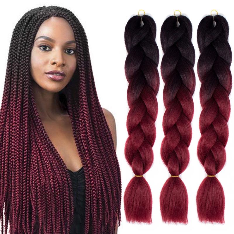 

Ombre Xpression Braiding Hair Two Three Tone Jumbo Box Braid Crochet Braids Synthetic Hair Extensions 100% Expression Braiding Hair 24 Inch, Ombre color