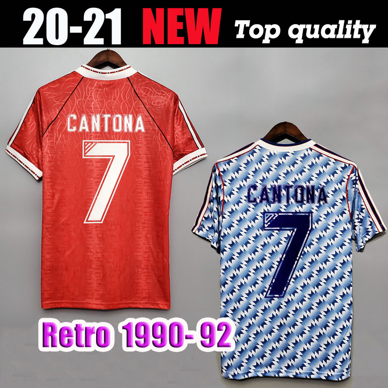 

1990 Retro version Soccer Jerseys 90 92 Home Beckham 10 Cantona 7 Giggs 11 Solskjaer 20 Classic Soccer Shirt Manchester Football