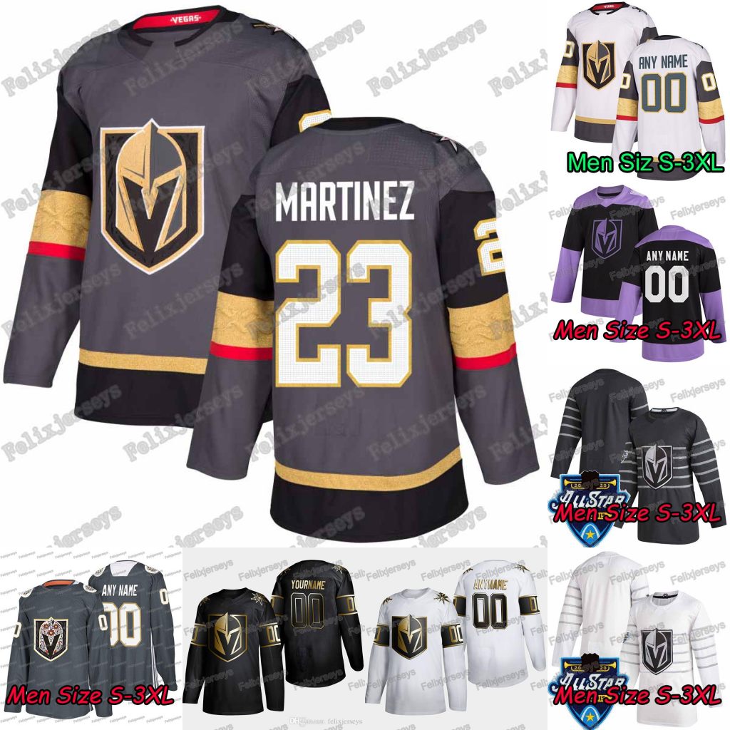 

23 Alec Martinez Vegas Golden Knights Marc-Andre Fleury Mark Stone William Karlsson Reilly Smith Jonathan Marchessault Max Pacioretty Jersey, 2020 all star dark greywomen: size s-xxl